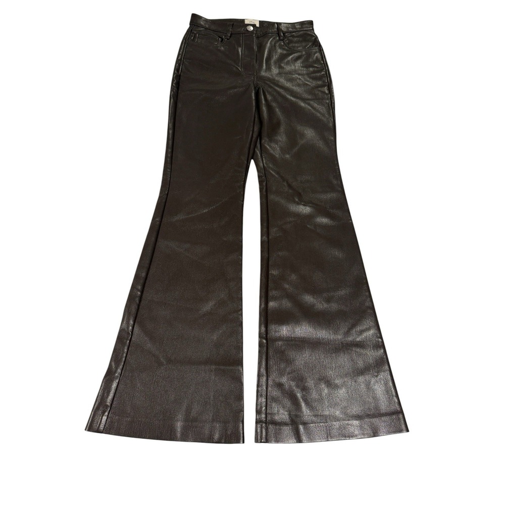 Wilfred Women's 2 Brown Faux Leather Flare High Rise Pants Polyurethane‎ Stretch